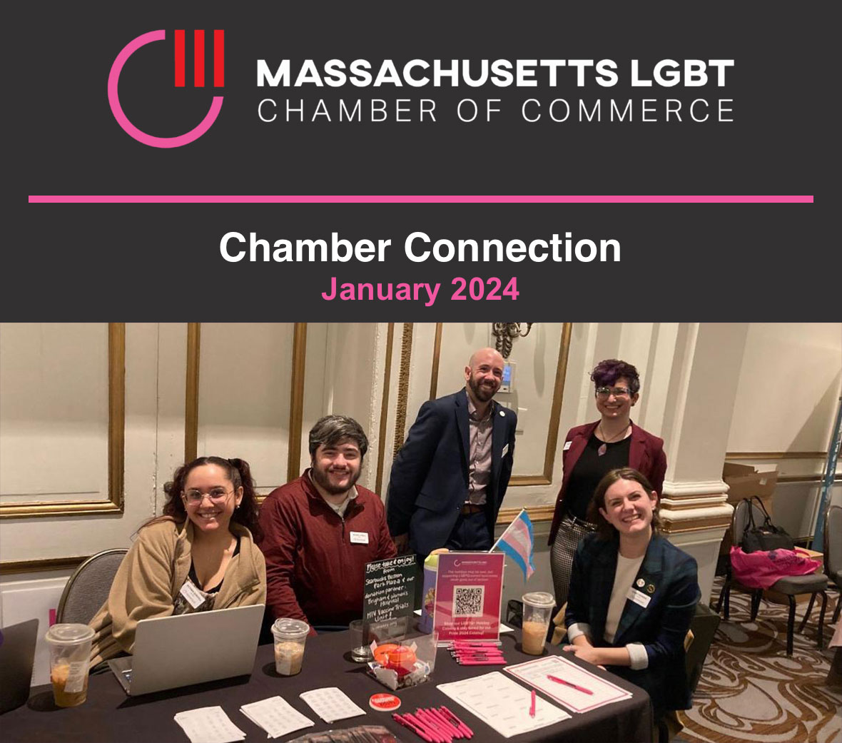 Header image of the Mass LGBT Chamber of Commerce January's Newsletter